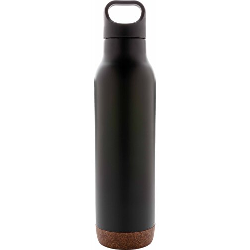 Auslaufsichere Vakuum-Flasche Mit Kork, Schwarz , schwarz, Edelstahl, 29,00cm (Höhe), Bild 2