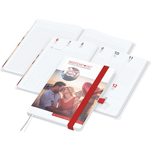 Buchkalender Match-Hybrid White Bestseller A5, Cover-Star Gloss-individuell, Rot , rot, Schreibpapier 90 g/m², 21,00cm x 14,80cm (Länge x Breite), Bild 1