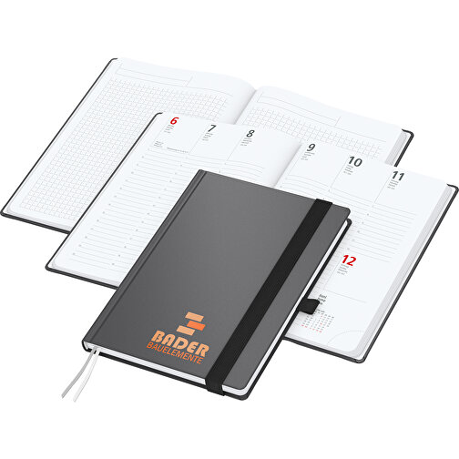 Buchkalender Vision-Hybrid White X.press , anthrazit, Hochweißes Schreibpapier 90 g/m², 21,00cm x 14,80cm (Länge x Breite), Bild 1