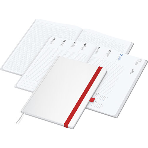 Buchkalender Match-Hybrid White Bestseller A4, Cover-Star Matt, Rot , rot, Schreibpapier 90 g/m², 29,70cm x 21,00cm (Länge x Breite), Bild 2