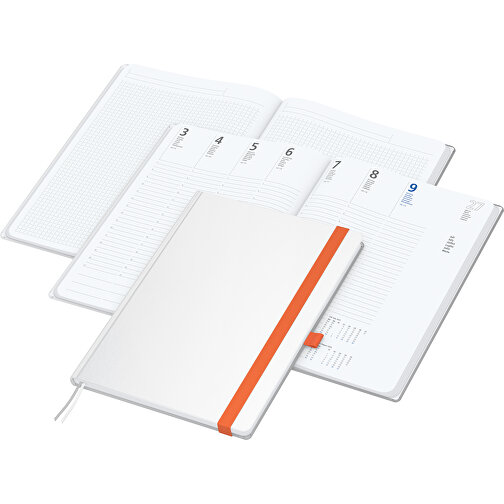 Buchkalender Match-Hybrid White Bestseller A4, Cover-Star Matt, Orange , orange, Schreibpapier 90 g/m², 29,70cm x 21,00cm (Länge x Breite), Bild 2