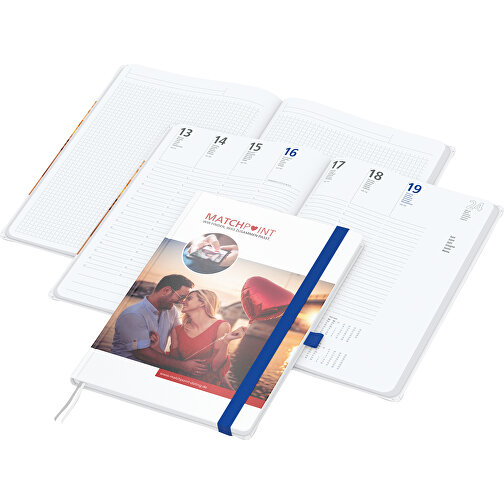 Buchkalender Match-Hybrid White Bestseller A4, Cover-Star Matt, Mittelblau , blau, Schreibpapier 90 g/m², 29,70cm x 21,00cm (Länge x Breite), Bild 1