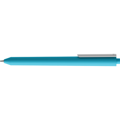 Pigra P03 Soft Touch Push Kugelschreiber , hellblau / weiß, ABS-Kunststoff, 14,00cm x 1,30cm (Länge x Breite), Bild 5