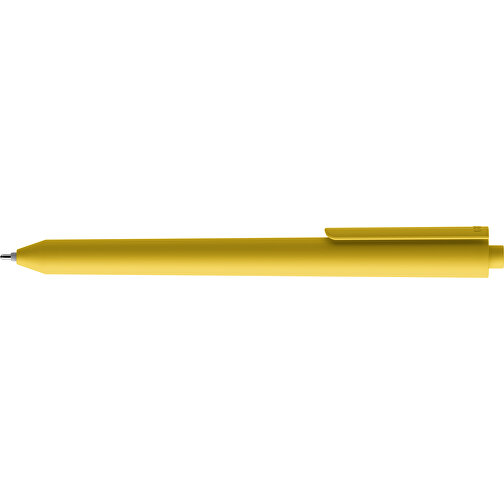 Pigra P03 Soft Touch Push Kugelschreiber , gelb, ABS-Kunststoff, 14,00cm x 1,30cm (Länge x Breite), Bild 5