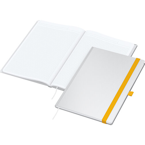 Notizbuch Match-Book Creme Bestseller A5 Cover-Star Gloss-individuell, Gelb , gelb, Cremefarbenes Schreibpapier 90 g/m², 21,00cm x 14,80cm (Länge x Breite), Bild 2
