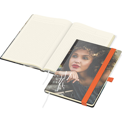 Notisbok Match-Book Cream bestselger A5, Cover-Star matt, oransje, Bilde 1