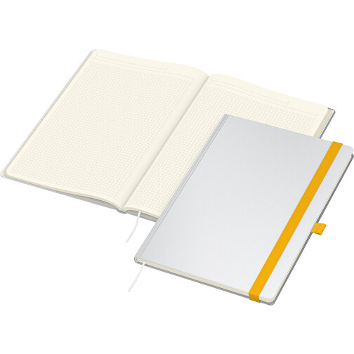 Notizbuch Match-Book Creme Bestseller A4 Cover-Star Matt-individuell, Gelb , gelb, Cremefarbenes Schreibpapier 90 g/m², 29,70cm x 21,00cm (Länge x Breite), Bild 2