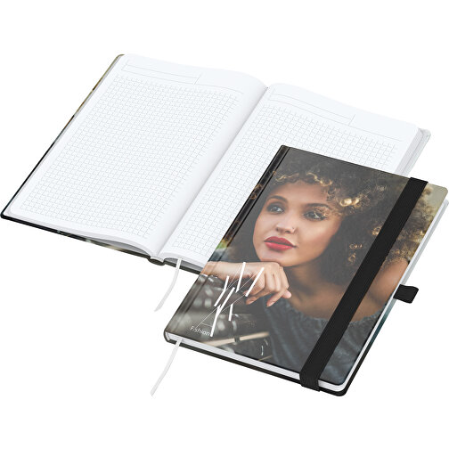 Notizbuch Match-Book White Bestseller A5 Cover-Star Matt-individuell, Schwarz , schwarz, Hochweißes Schreibpapier 90 g/m², 21,00cm x 14,80cm (Länge x Breite), Bild 1
