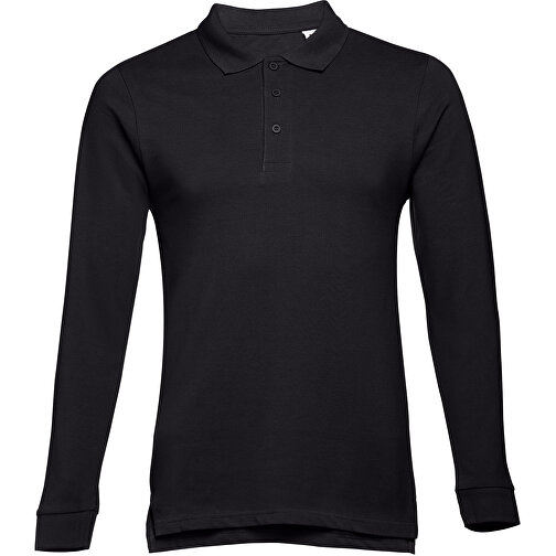 THC BERN. Langarm-Poloshirt Für Herren Aus Kardierter Baumwolle , schwarz, 100% Baumwolle, M, 69,50cm x 50,00cm (Länge x Breite), Bild 1