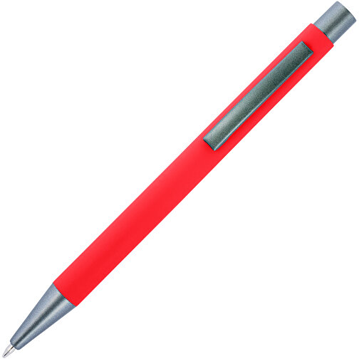 Kugelschreiber Mit Softtouch-Oberfläche Und Glanzgravur Emmett , rot, Aluminium, Metall, Kautschuk, , Bild 2