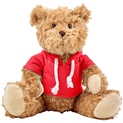 Plüsch-Teddybär Monty , rot, Polyester 100%, 18,00cm x 20,00cm x 12,00cm (Länge x Höhe x Breite), Bild 1