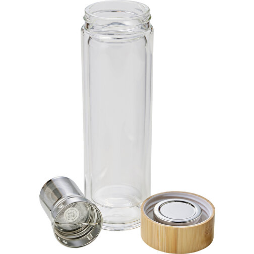 Doppelwandige Glasflasche Vicente , braun, Glas, Metall, Edelstahl, Bambus, , Bild 2