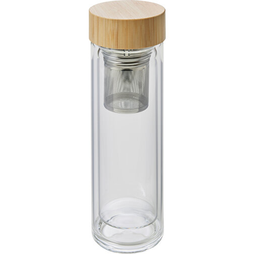 Doppelwandige Glasflasche Vicente , braun, Glas, Metall, Edelstahl, Bambus, , Bild 4