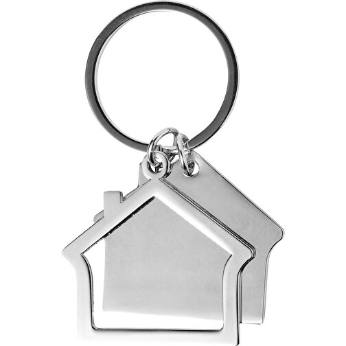 Schlüsselanhänger Aus Zink-Aluminium In Hausform Amaro , silber, Allooi, Zink, 4,00cm x 0,20cm x 3,50cm (Länge x Höhe x Breite), Bild 1