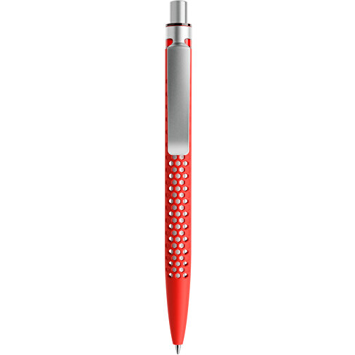 Prodir QS40 Soft Touch PRS Push Kugelschreiber , Prodir, rot/silber satiniert, Kunststoff/Metall, 14,10cm x 1,60cm (Länge x Breite), Bild 1