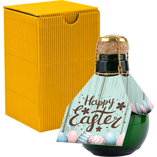 Kleinste Sektflasche Der Welt! Happy Easter - Inklusive Geschenkkarton In Gelb , gelb, Glas, 7,50cm x 12,00cm x 7,50cm (Länge x Höhe x Breite), Bild 1