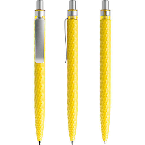 Prodir QS01 PMS Push Kugelschreiber , Prodir, lemon/silber satiniert, Kunststoff/Metall, 14,10cm x 1,60cm (Länge x Breite), Bild 2