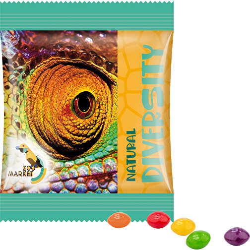 Minitüte, Skittles Fruits Kaubonbons , Folie, 8,40cm x 7,00cm (Höhe x Breite), Bild 1