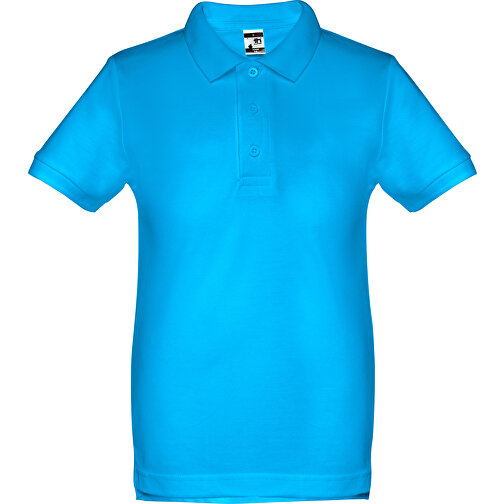 THC ADAM KIDS. Kurzärmeliges Baumwoll-Poloshirt Für Kinder (unisex) , wasserblau, 100% Baumwolle, 4, 48,00cm x 34,00cm (Länge x Breite), Bild 1