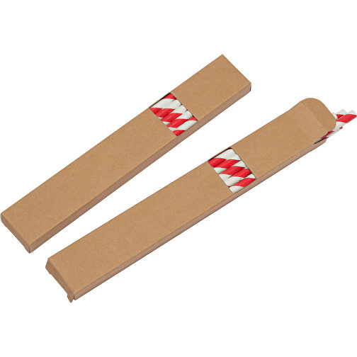 Strohhalm-Set Papier , weiss, rot, PAP, 20,00cm x 1,30cm x 3,00cm (Länge x Höhe x Breite), Bild 1