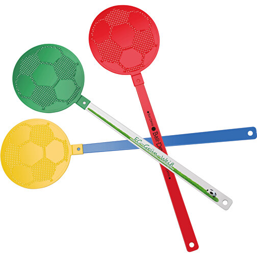 Fliegenklatsche 'Fussball' , gelb, blau, PE+PS, 42,30cm x 0,50cm x 11,80cm (Länge x Höhe x Breite), Bild 2