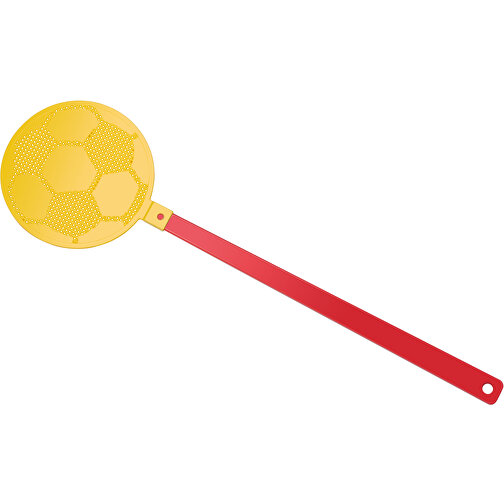 Fliegenklatsche 'Fussball' , rot, gelb, PE+PS, 42,30cm x 0,50cm x 11,80cm (Länge x Höhe x Breite), Bild 1