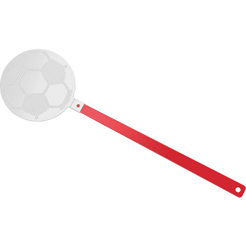 Fliegenklatsche 'Fussball' , rot, weiss, PE+PS, 42,30cm x 0,50cm x 11,80cm (Länge x Höhe x Breite), Bild 1