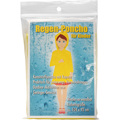 Regen-Poncho Für Kinder , gelb, PE, 104,00cm x 92,00cm (Länge x Breite), Bild 2