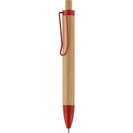 Kugelschreiber Woody , rot, Bambus, 14,20cm (Länge), Bild 1