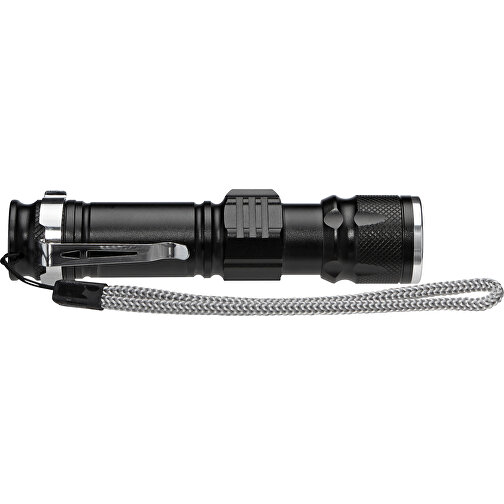 Ökologische, Lichtstarke Taschenlampe Mit Wiederaufladbarem Akku , schwarz, Aluminium, , Bild 3