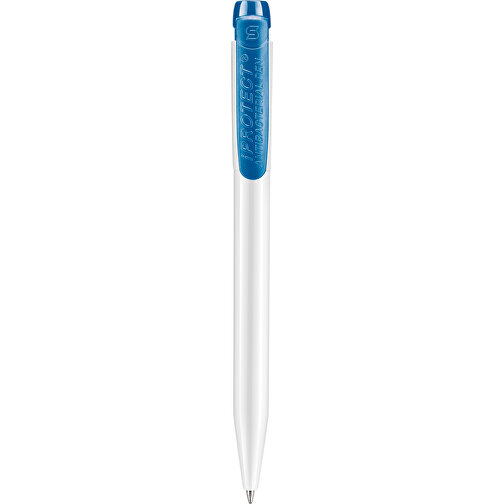 Kugelschreiber IProtect Hardcolour , weiß / blau, ABS with zinc ions, 13,50cm (Länge), Bild 2
