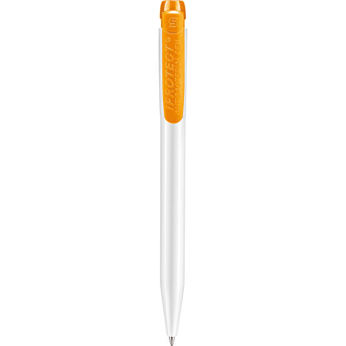 Kugelschreiber IProtect Hardcolour , weiß / orange, ABS with zinc ions, 13,50cm (Länge), Bild 2