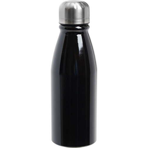 Aluminium Trinkflasche FANCY , schwarz, Aluminium / Edelstahl / Silikon, 22,00cm (Höhe), Bild 1