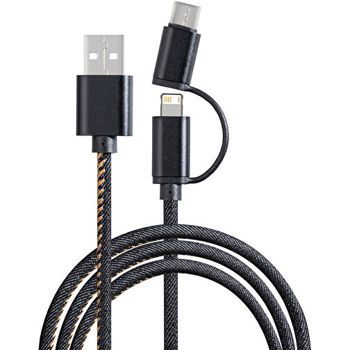 Cable de charge avec connexion 3 en 1 REEVES-DENIM BLACK, Image 2