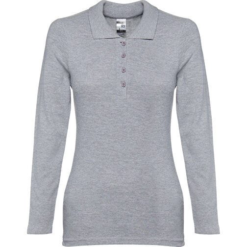THC BERN WOMEN. Damen Langarm-Poloshirt , hellgrau melliert, 100% Baumwolle, L, 66,00cm x 46,00cm (Länge x Breite), Bild 1