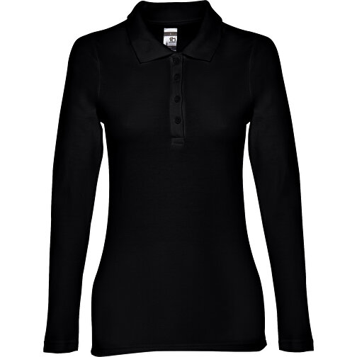 THC BERN WOMEN. Damen Langarm-Poloshirt , schwarz, 100% Baumwolle, M, 64,00cm x 43,00cm (Länge x Breite), Bild 1