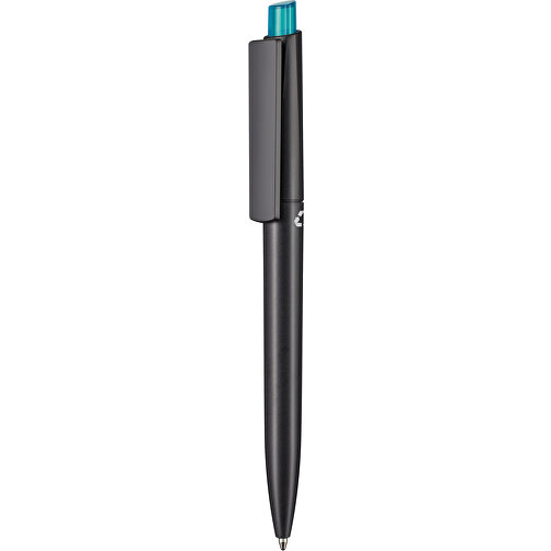 Kugelschreiber CREST RECYCLED + Schwarz , Ritter-Pen, schwarz recycled/türkis TR/FR, ABS-Kunststoff, 149,00cm (Länge), Bild 1