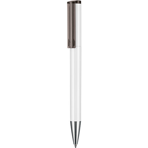 Kugelschreiber LIFT ST , Ritter-Pen, weiß/smoke grey, ABS-Kunststoff, 140,00cm (Länge), Bild 1