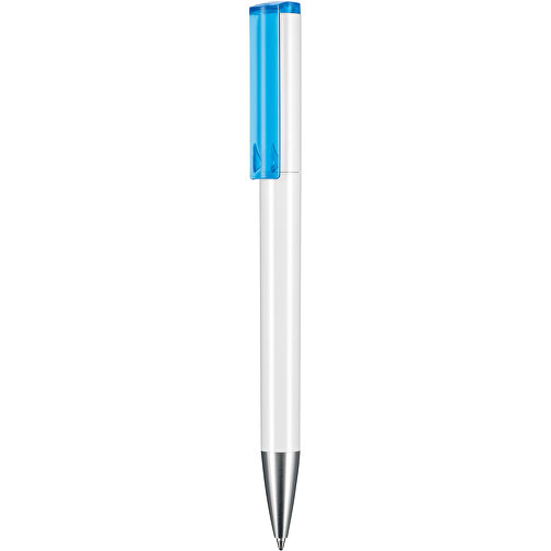 Kugelschreiber LIFT ST , Ritter-Pen, weiss/caribic-blau TR/FR, ABS-Kunststoff, 140,00cm (Länge), Bild 1