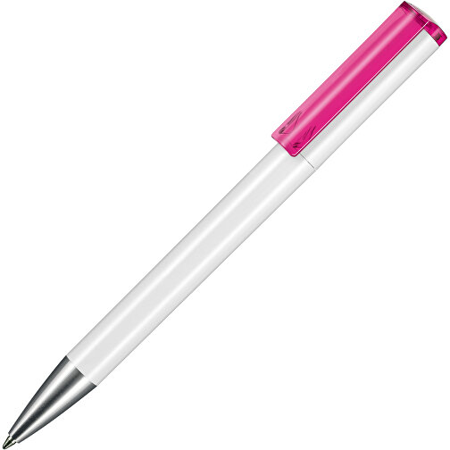 Kugelschreiber LIFT ST , Ritter-Pen, weiß/magenta-pink TR/FR, ABS-Kunststoff, 140,00cm (Länge), Bild 2