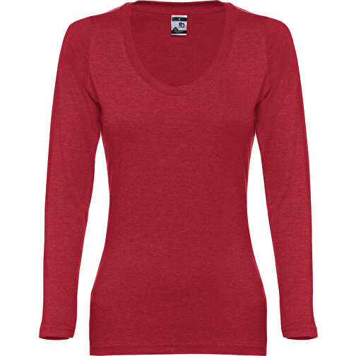 THC BUCHAREST WOMEN. Langärmeliges Tailliertes T-Shirt Für Frauen Aus Baumwolle , rot melliert, 100% Baumwolle, L, 65,00cm x 46,00cm (Länge x Breite), Bild 1