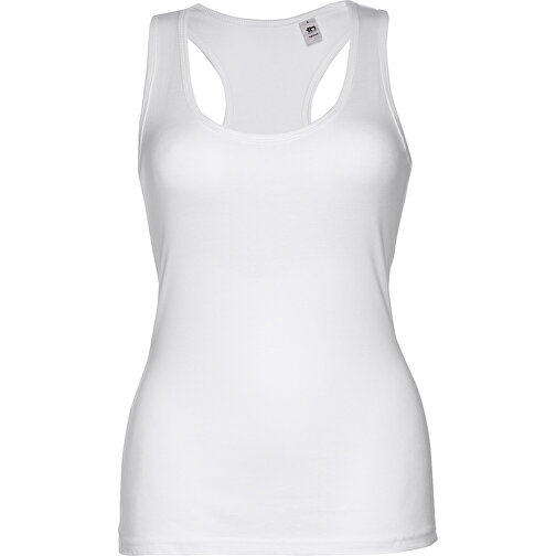 THC TIRANA WH. Ärmelloses Damen-T-Shirt Aus Baumwolle. Farbe Weiss , weiss, 100% Baumwolle, S, 62,00cm x 37,50cm (Länge x Breite), Bild 1