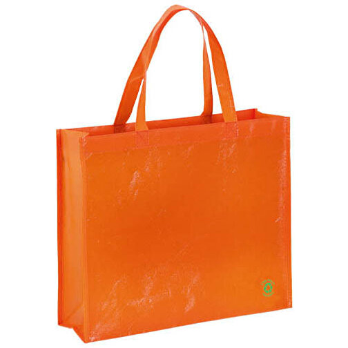 Tasche FLUBBER , orange, Laminiert Vliesstoff, 40,00cm x 11,50cm x 35,00cm (Länge x Höhe x Breite), Bild 1
