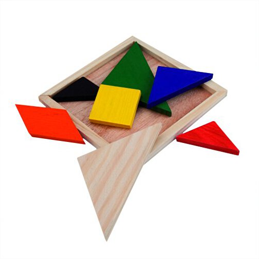 Puzzle TANGRAM , Holz, 9,80cm x 0,70cm x 9,80cm (Länge x Höhe x Breite), Bild 1