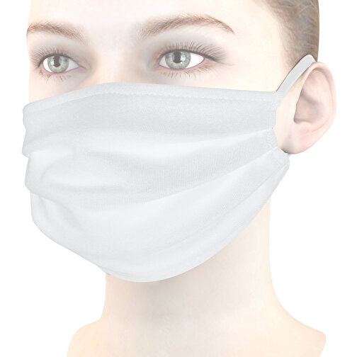 Mund-Nasen-Maske , weiß, Baumwolle, 11,00cm x 9,00cm (Länge x Breite), Bild 1