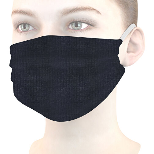 Mund-Nasen-Maske , graphitgrau, Baumwolle, 11,00cm x 9,00cm (Länge x Breite), Bild 1