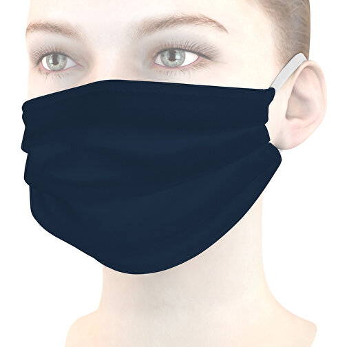 Mund-Nasen-Maske , navyblau, Baumwolle, 11,00cm x 9,00cm (Länge x Breite), Bild 1