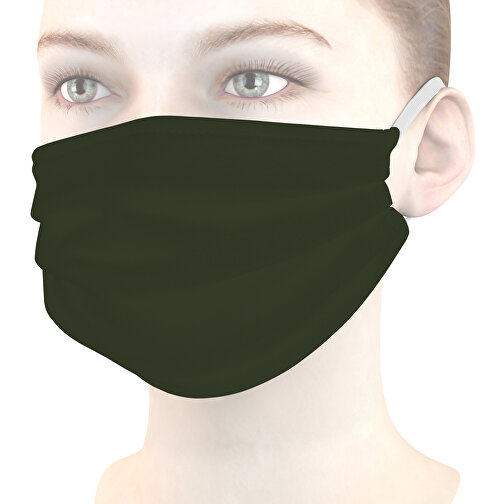 Mund-Nasen-Maske , moosgrün, Baumwolle, 11,00cm x 9,00cm (Länge x Breite), Bild 1