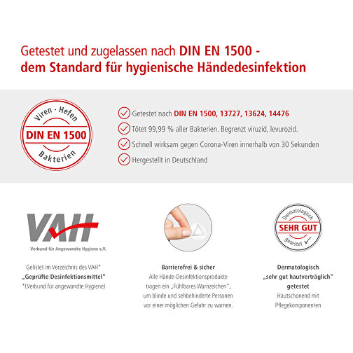Handdesinfektionsspray (DIN EN 1500), 50 ml, stötfångaren svart, etikett (R-PET), Bild 5