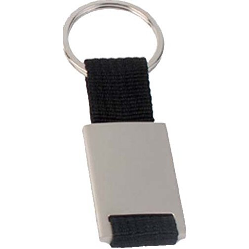 Schlüsselanhänger YIP , schwarz, Metall/ Polyester, 2,80cm x 0,60cm x 6,50cm (Länge x Höhe x Breite), Bild 1